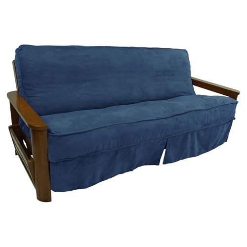 Blazing Needles Solid Microsuede Double Corded 8" to 9" Futon Slipcover, Full, Indigo Blazing Needles