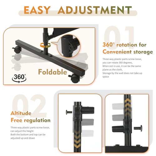 YSEJOMP Room Divider Screen 72"x72" with Lockable Caster Wheels, Privacy Panel for Home, Office, or Classroom, Easy to Move and Secure with Brake,Height Adjustable (Black, 72 X 72 Inches) YSEJOMP