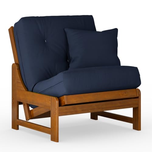 Nirvana Futons Arden Armless Style Chair and Navy Blue Cushion Set Nirvana Futons