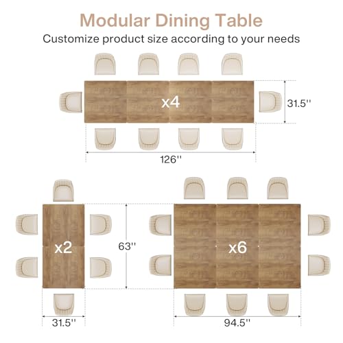 Tribesigns Square Dining Table Set of 6, 31.5" Farmhouse Dinner Table with Metal Base, Wood Kitchen Table for Dining Room, Small Space, Apartment, Rustic Brown & Black Tribesigns