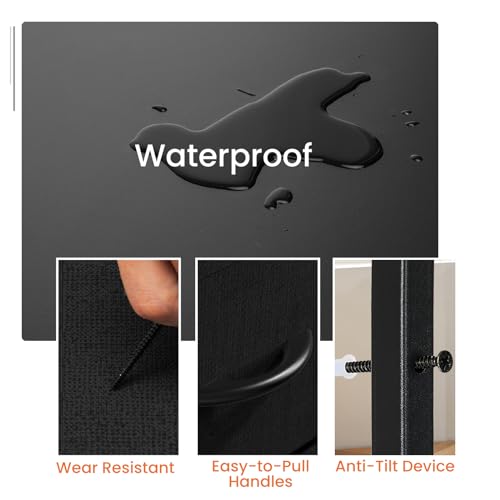 Sweetcrispy Nightstand Small Dresser with 2 Fabric Drawers Side Bedroom End Table Kids Bedside Storage Furniture for 20" Tall Night Stand for Closet, Entryway, College Dorm, Black Sweetcrispy