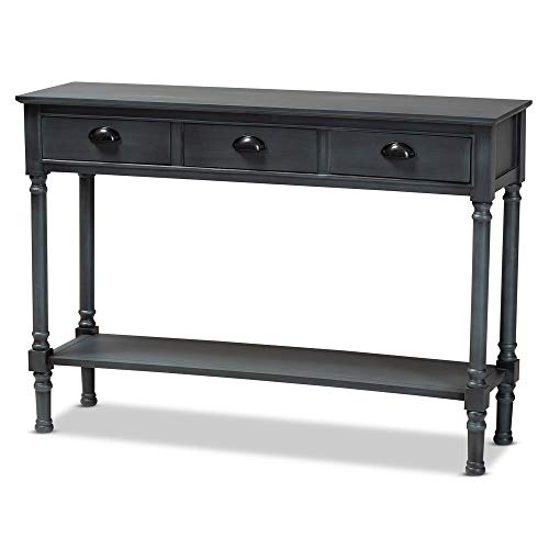 Baxton Studio Garvey French Provincial Grey Finished Wood 3-Drawer Entryway Console Table Baxton Studio