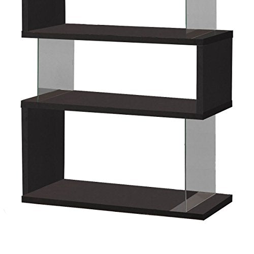 Coaster Furniture Asymmetrical Snaking Bookcase Black and Clear 800340 Coaster Home Furnishings