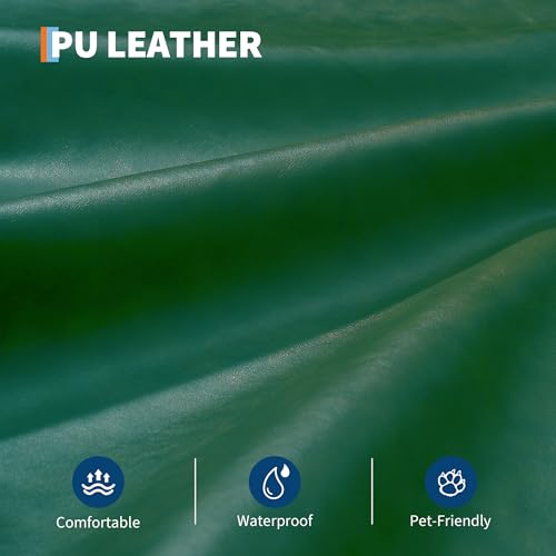 GarveeHome Futon Sofa Bed, 75-Inch Modern Faux Leather Convertible Couch, Mid-Century Loveseat for Small Space, Living Room, Bedroom, Green GarveeHome