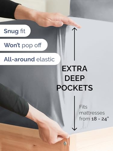 Extra Deep King Sheet Set - 6 Piece Breathable and Cooling Sheets - Hotel Luxury Bedding for Women, Men, Kids & Teens - Easy & Secure Fit - Soft, Wrinkle Free & Comfy - Extra Deep Pockets - Steel Blue CGK Unlimited