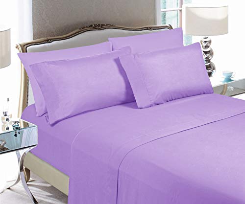 Elegant Comfort Luxury Soft Bed Sheets 1500 Premium Hotel Quality Microfiber Softness Wrinkle and Fade Resistant (4-Piece) Bedding Set, Twin/Twin XL, Periwinkle Lavender Elegant Comfort