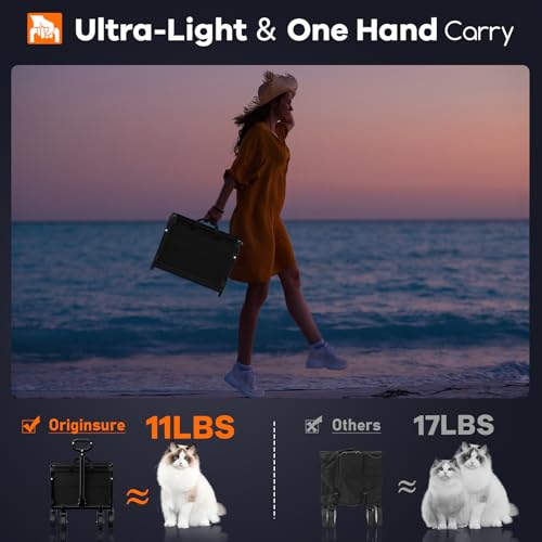 Originsure Collapsible Wagon Cart Foldable - Portable Heavy Duty Folding Beach Wagons with Wheels - Outdoor Utility Carts for Groceries, Shopping, Camping, Sports, Garden with Large Capacity - Black Originsure