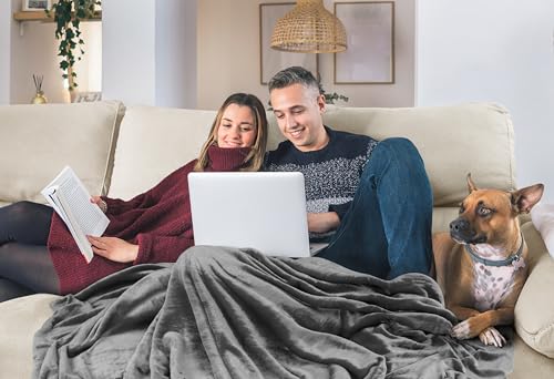 Utopia Bedding Fleece Blanket Queen Size Grey (90x90 Inches) Ultra Soft Warm Lightweight Microfiber Breathable Anti-Static Cozy Winter Bed Blanket, All-Season Home Decor Gift for Men & Women Utopia Bedding