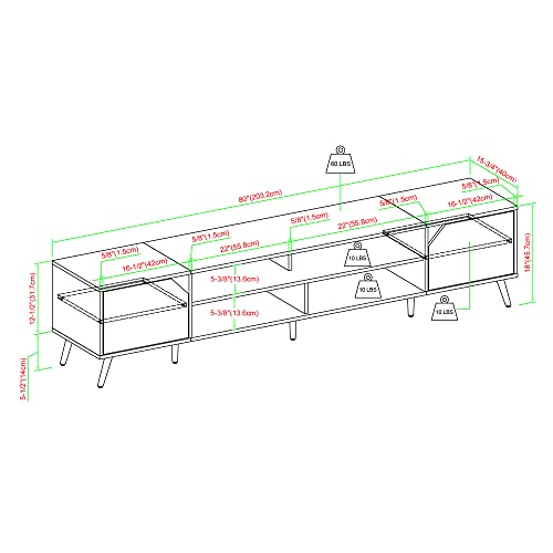 Walker Edison Nora Modern Minimal Open-Shelf Stand for TVs up to 90 Inches, 80 Inch, Dark Walnut Walker Edison