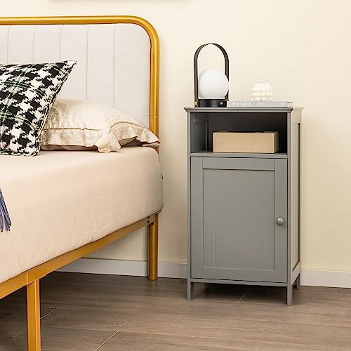 Tangkula Grey Freestanding Bathroom Storage Cabinet with Adjustable Shelf Tangkula