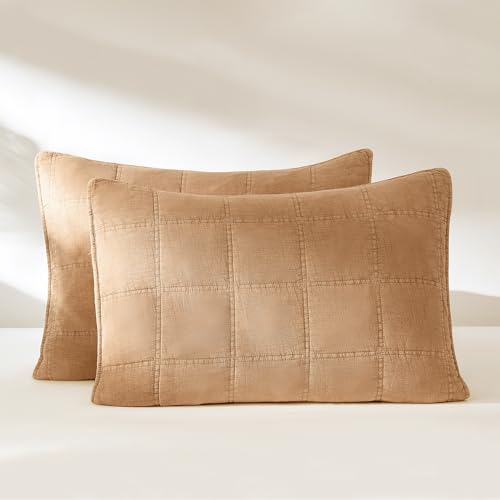Lush Decor Logan Stone Washed Cotton Quilt 3 Piece Set Full/Queen Sienna - Rustic Bedding Set - Soft Terracotta Quilt - Lightweight - Minimalist & Boho Bedroom Decor Lush Decor