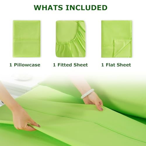 Homilay Twin Size Bed Sheet Set - 3 Piece Soft Microfiber Sheets with Deep Pockets, Cooling Technology, and Wrinkle-Free Pillowcase. Hotel-Quality, Durable Bedding, Sharp Green Homilay