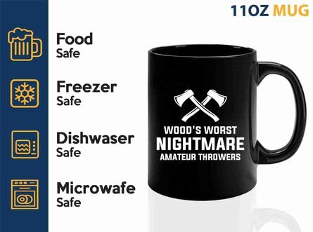 Axe Throw Coffee Mug 11oz Black -Woods worst - Sport Game Tomahawk Target Throwing wooden Competition Hunting Luxe Gifting