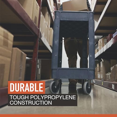 Ironton 500-Lb. Capacity 2 Tray Utility Cart, Maintenance-Free Structural Foam Construction Cargo Pushcart, Scratch Resistant, Easy to Clean Service Ironton