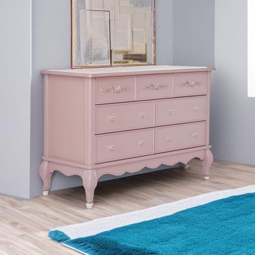 Evolur Aurora 7 Drawer Double Dresser, Dusty Rose Evolur