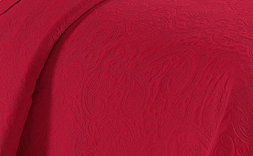 Linen Plus Embossed Coverlet Bedspread Set Oversized Solid Red Full/Queen Bed Cover Bedding New # Dana Linen Plus