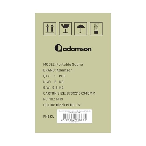 Adamson Full Size Portable Steam Sauna - Indoor Sauna Tent for Home Spa Relaxation + Boost Health and Recovery + 2.6L 1000W Steamer + Chair + Remote + Foot Massager - New - Nylon Black Adamson