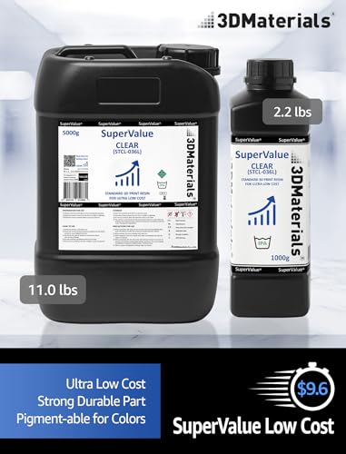 SuperValue 3D Printer Resin for Ultra Low Cost Printing, Made in Korea by 3DMaterials (5000g, Clear) 3DMaterials