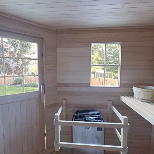 ALEKO Sauna Cottage with Asphalt Roof and Accessories | Canadian Hemlock Wood | Wet Steam Room | Outdoor | 8 Person | Upgraded Premium European 8 kW Harvia KIP Electric Heater | SKD8HEM ALEKO