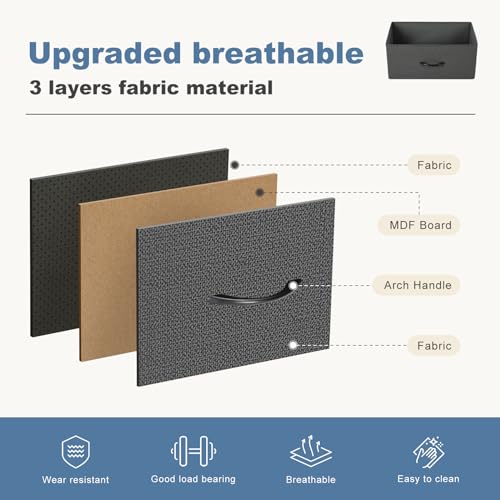 DUMOS TV Stand for Living Room, Dresser for Bedroom Chest of Dresser with 6 Fabric Drawers Storage Organizers Units, Nightstand for Bed DUMOS