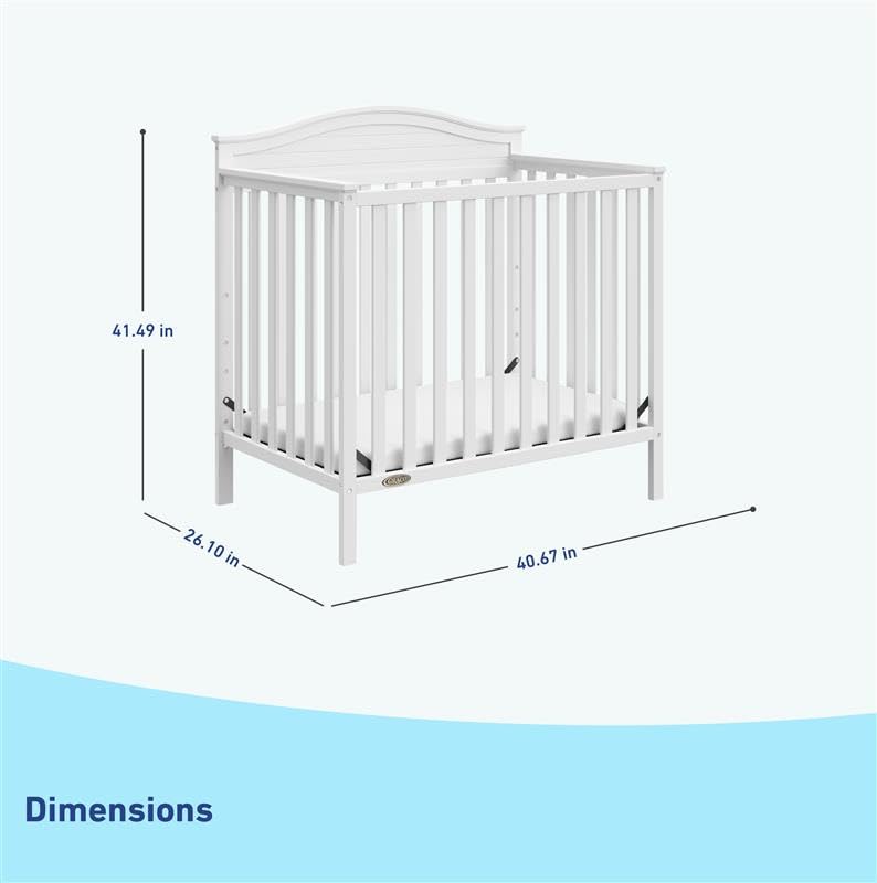 Graco Stella 4-in-1 Convertible Mini Crib with Bonus Mattress (White) – Includes Bonus 2.50 Inch Thick Mattress with Water-Resistant Cover, Converts to Twin Bed with Headboard and Footboard Graco