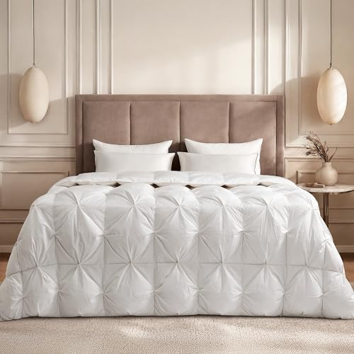 Gjzawayk Premium Goose Down Comforter King Size, 95% Goose Down, 750 Super Fill Power, 53oz Down Fill Weight,Breathable 100% Cotton, All Season Cloud Fluffy Duvet Insert,90"x100" Gjzawayk