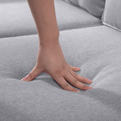 ijuicy 2PCS Sectional Sofa Set,3 Seat Couch & Loveseat Sofa with Side Pockets & Movable Storage Ottoman, Modern Convertible Upholstered Couches for Living Room,Office (3+2Seat/Light Grey) ijuicy