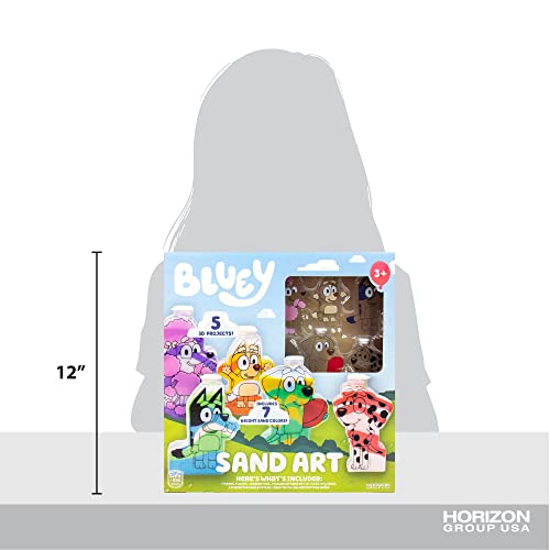 Bluey Sand Art Kit, Includes 5 Sand Art Bottles & 7 Colored Sands, Create Your Own Sand Art, DIY Kit, Fun Art Project for Kids Aged 6+ Bluey