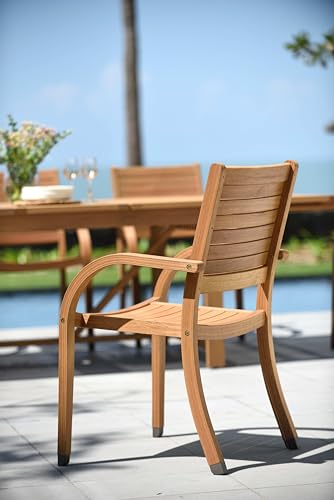 Amazonia Berlin 9-Piece Rectangular Extendable Patio Dining Set | Teak Finish | Ideal for Outdoors and Indoors Amazonia