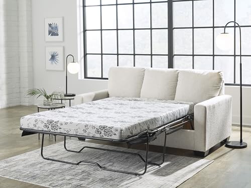 Signature Design by Ashley Rannis Coastal 2-in-1 Sofa Sleeper with Folding Gel Memory Foam Mattress, Full, White Signature Design by Ashley