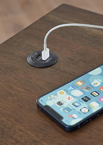 Signature Design by Ashley Moriville Rustic Farmhouse End Table with 1 Cabinet Door and USB Ports, Brown Signature Design by Ashley