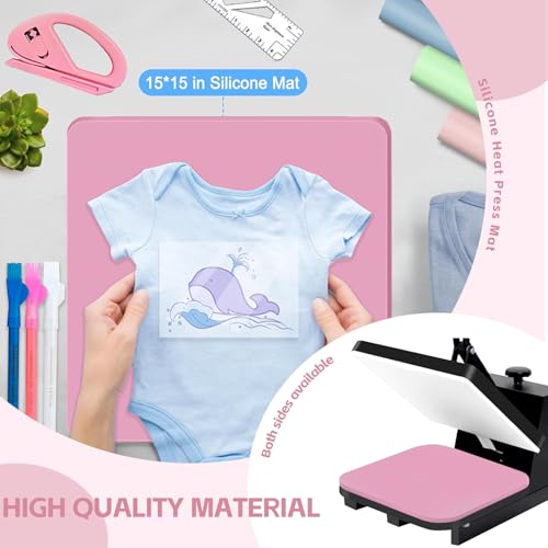 67 Pcs Sublimation Shirts Tool Kits for Vinyl Alignment,Heat Press Mat Pad Silicone,T-Shirt Rulers Guide and Teflon Sheet for Cricut Heat Press HTV Vinyl Center Designs,Craft Sewing Accessories DNSGOOR