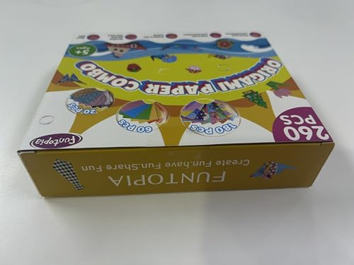 Origami Kit for Kids Ages 5-8 8-12, 260 Sheets Origami Paper with 99 Patterns and Guiding Book, Funtopia DIY Craft Art Projects Supplies for Boys Girls, Travel School Vacation Activities Toy Funtopia