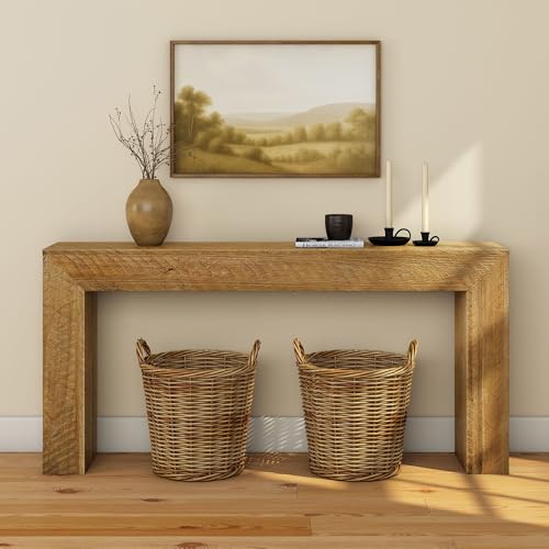 Plank+Beam 66 Inch Camden Console Table - Solid Pine Wood, Easy Assembly for Living Room or Entryway, Rustic Honey Plank+Beam