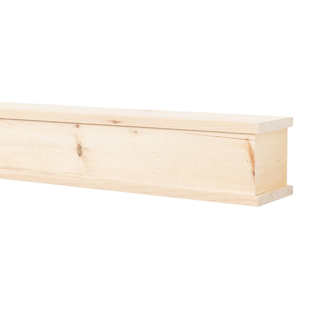 Modern Ember Cody 48 Inch Floating Wood Fireplace Mantel Shelf | Unfinished - Wooden Shelf with Symmetrical Top & Bottom Molding Modern Ember