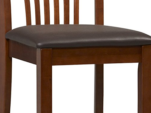 Linon Triena Red Cherry Wood Black Vinyl Padded Seat - 24 inch Linon