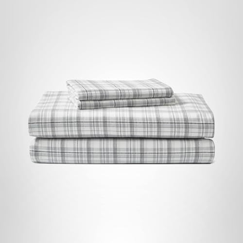 Eddie Bauer - Flannel Sheets King Size, Anti-Pilling & Wrinkle Resistant Cotton, Touchably Soft for All-Season Comfort - Bed Sheets with Matching Pillowcases & Fitted Sheet (Beacon Hill Ivory)