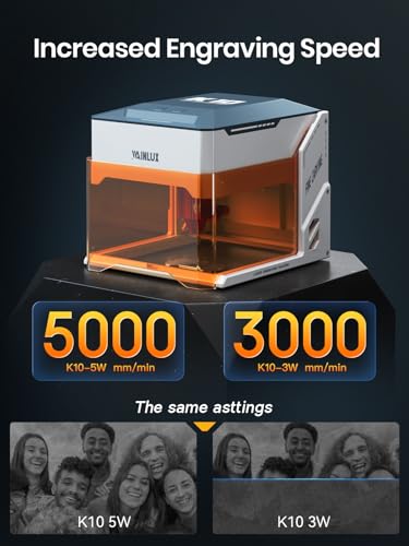 WAINLUX K10 5W Laser Engraver Machine, Portable 5000mW Laser Engraver and Cutter Machine for Wood Leather Metal Silicone Paper Glass Cloth,Class 1 for DIY Supports Win/Mobile System/Offline Class1 WAINLUXPRO