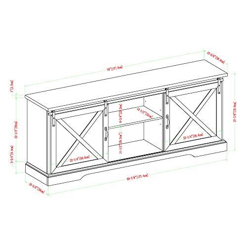 Walker Edison Corbin Modern Farmhouse Sliding X Barn Door TV Stand for TVs up to 80 Inches, 70 Inch, Reclaimed Barnwood and Brushed White Walker Edison