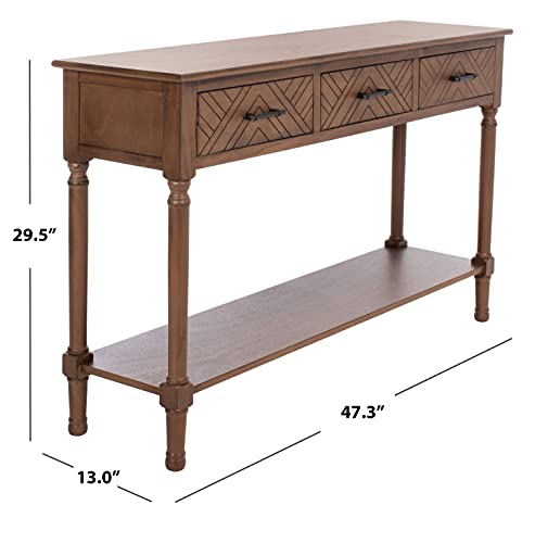 SAFAVIEH Home Collection Peyton Brown 3-Drawer Lower Shelf Console Table CNS5705C SAFAVIEH