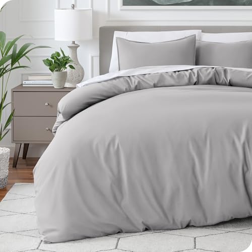 Bare Home Bedding Duvet Cover King Size - Premium 1800 Super Soft Collection - Lightweight, Cooling - Soft Breathable Bedding Duvet Cover (King, Light Grey) Bare Home