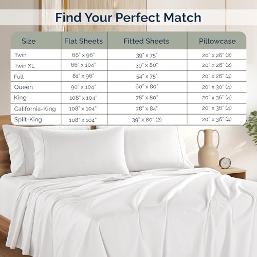 Casa Platino Queen Sheets Set –100% Cotton Queen Sheets with 4 Pillowcases, Lightweight Feel & Secure Fit, Crisp & Breathable Percale Weave with 15" Deep Pocket, Soft and Cozy – Pure White Casa Platino