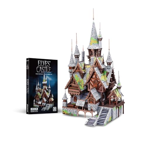 Piececool 3D Metal Puzzles Elves' Castle Metal Model Kit for Adults, DIY Architecture Building Kits,Family Time,Home Decor Best Gifts