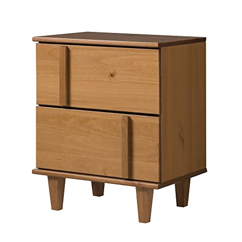 Walker Edison Sprague Contemporary Detailed Drawer Solid Wood Nightstand, 20 Inch, Caramel Walker Edison