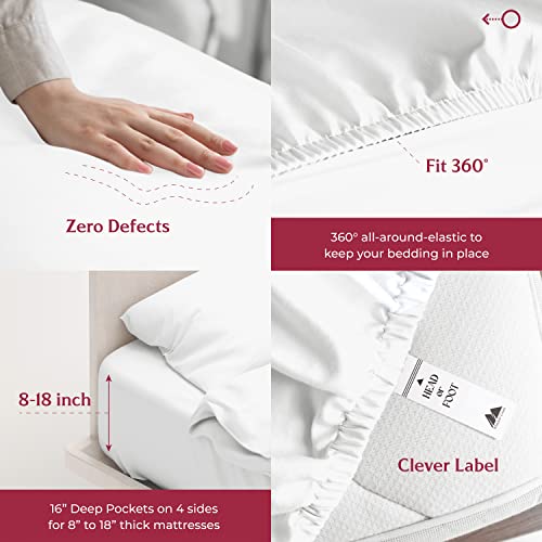 Mayfair Linen 100% Egyptian Cotton Sheets Full Size Set of 2 - Luxury High Thread Count Egyptian Cotton Full Sheets Set (8 PC, White), 16" Deep Pocket, Silky Soft, Cooling, Sateen Weave Bedding Mayfair Linen
