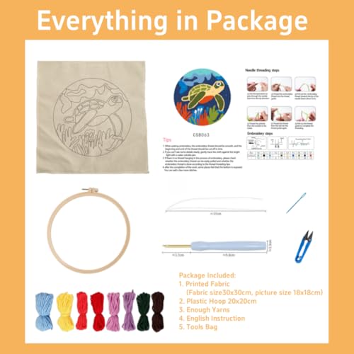 DIY Punch Needle Kits Mandala Flower Easy for Beginners Punch Needle Embroidery Set with Hoop Stamped Pattern for Craft Lovers and Home Decor-14