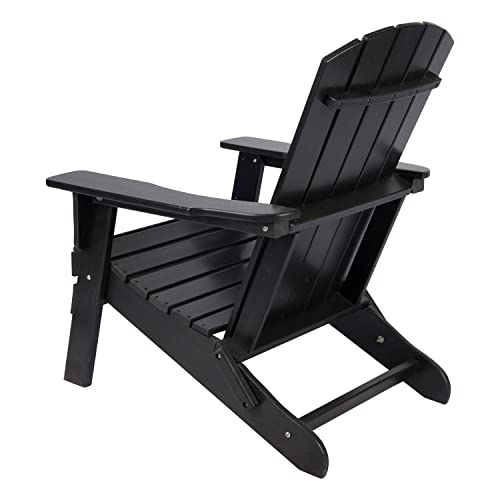 Shine Company Seaside Outdoor Weatherproof Folding Adirondack Chair, Black Shine Company