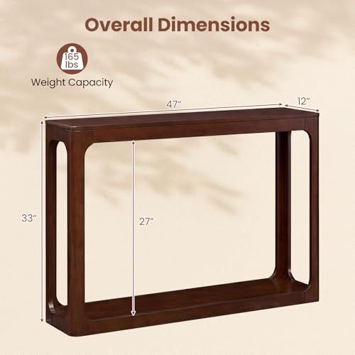 Giantex 47" Wood Console Table, 2-Tier Mid Century Modern Entryway Table w/Storage Shelf, Narrow Sofa Table w/Solid Rubber Wood Frame, Behind Couch Table for Hallway, Living Room, Foyer Giantex
