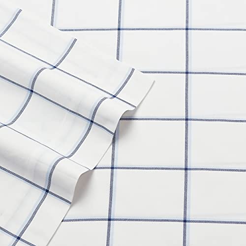 Nautica - Twin Sheets, Cotton Percale Bedding Set, Crisp & Cool, Fully Elasticized, Ideal Dorm Essentials (Plot Blue, Twin) Nautica