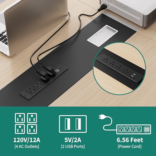 DWVO 6FT Conference Table, 70.8" Boat Shaped Meeting Table with Power Outlets & Rectangle Grommet, Modern Seminar Table for Office Conference Room, Boardroom Desk DWVO